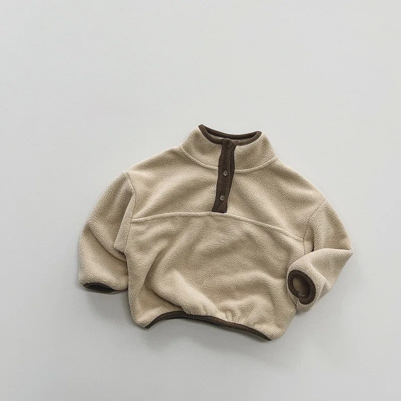 Half Button Fleece Turtleneck Sweatshirt