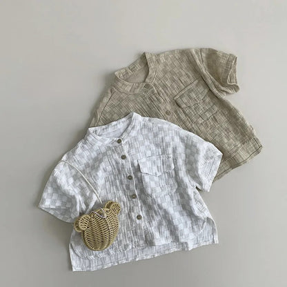 Cotton Plaid Pocket T-Shirt