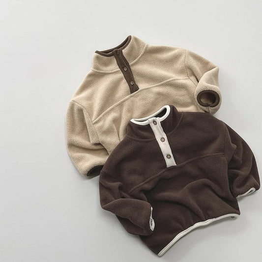 Half Button Fleece Turtleneck Sweatshirt