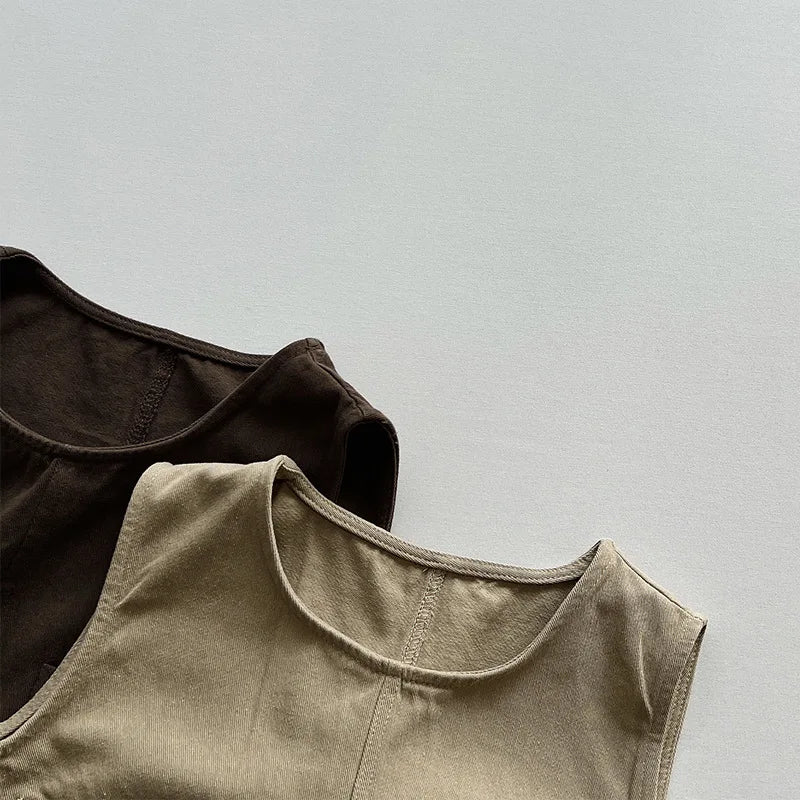 2-Pockets Cropped Vest