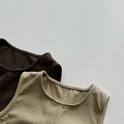 2-Pockets Cropped Vest