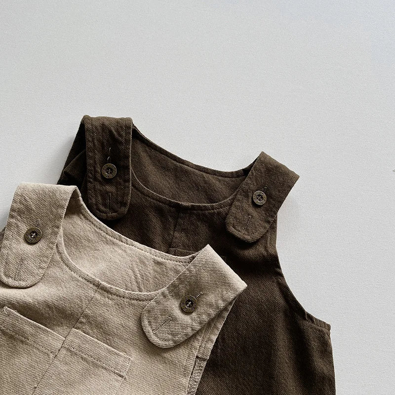 Uneven Pocket Strapped Overalls