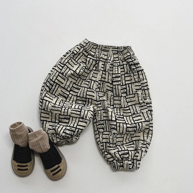 Winter Fleece Print Ivory Pants