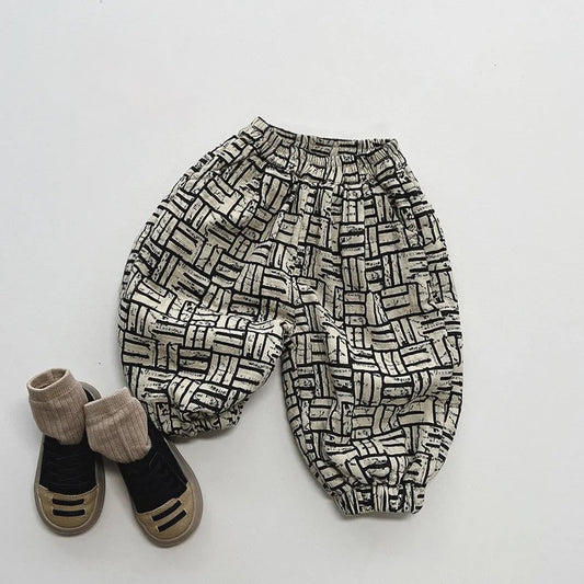 Winter Fleece Print Ivory Pants