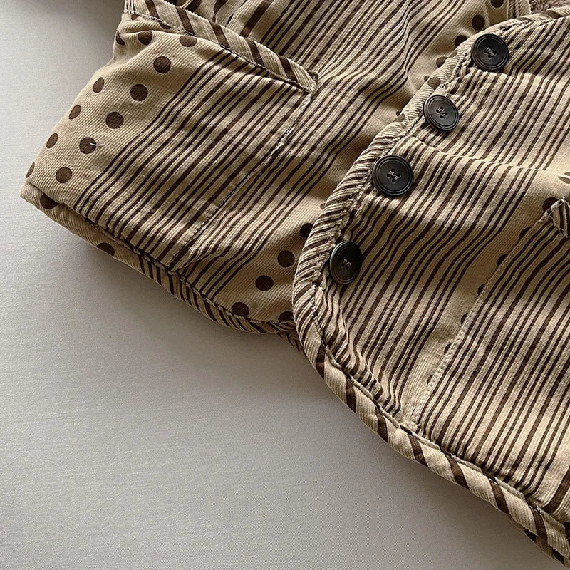 Dotted Print Khaki Winter Set - Jacket