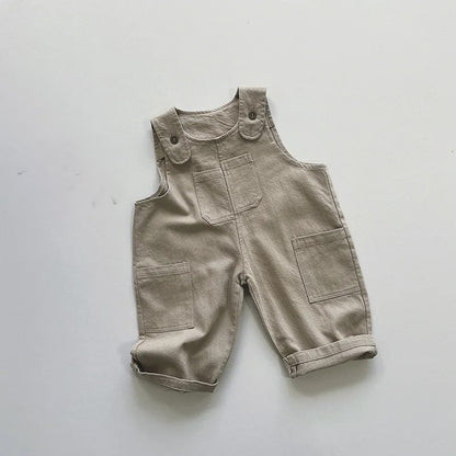 Uneven Pocket Strapped Overalls