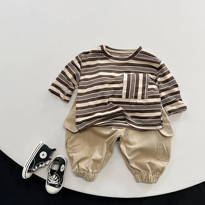 Striped Pocket Long Sleeve Shirt