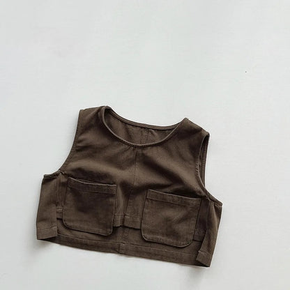 2-Pockets Cropped Vest