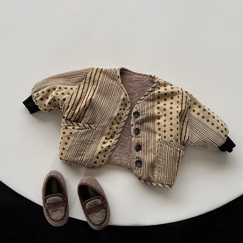 Dotted Print Khaki Winter Set - Jacket