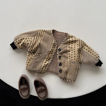 Dotted Print Khaki Winter Set - Jacket