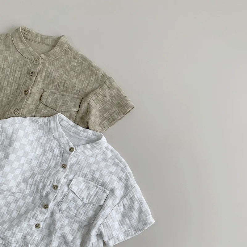 Cotton Plaid Pocket T-Shirt