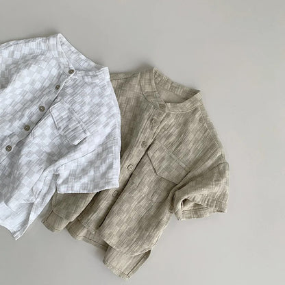 Cotton Plaid Pocket T-Shirt