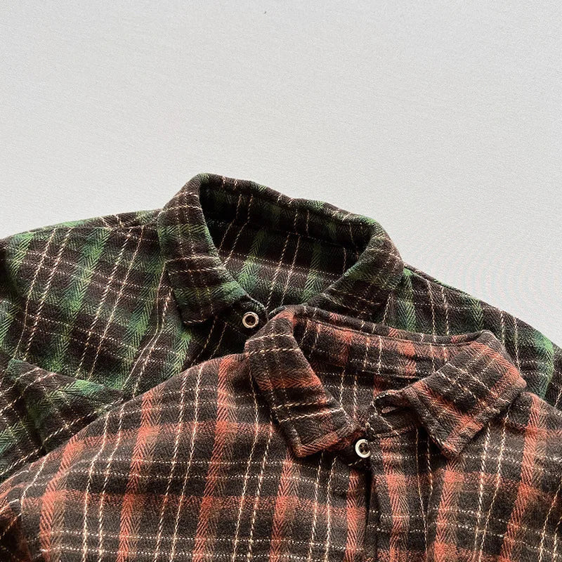 Cotton Plaid 90s Button Top