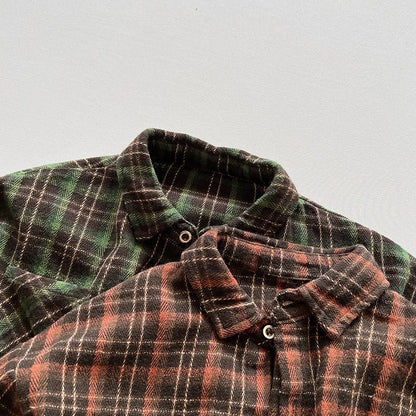 Cotton Plaid 90s Button Top