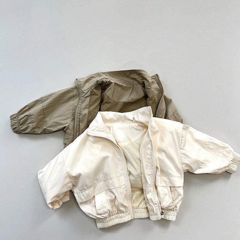 Cotton Solid Zipper Coat