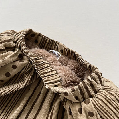 Dotted Print Khaki Winter Set - Pants