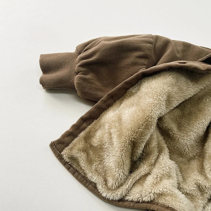 Warm Fleece Brown 2-Pockets Jacket