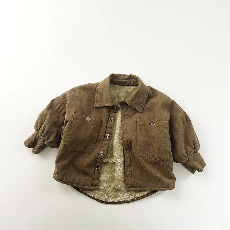 Warm Fleece Brown 2-Pockets Jacket