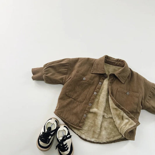 Warm Fleece Brown 2-Pockets Jacket