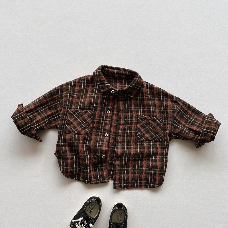 Cotton Plaid 90s Button Top