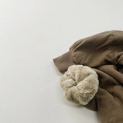 Warm Fleece Brown 2-Pockets Jacket