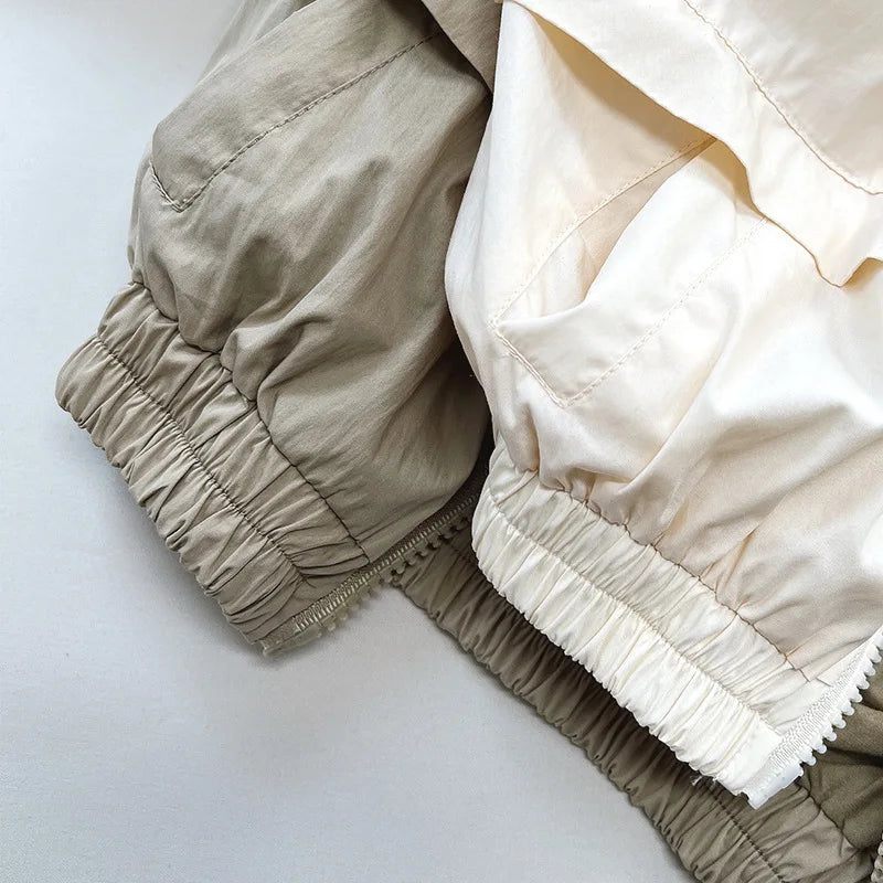 Cotton Solid Zipper Coat