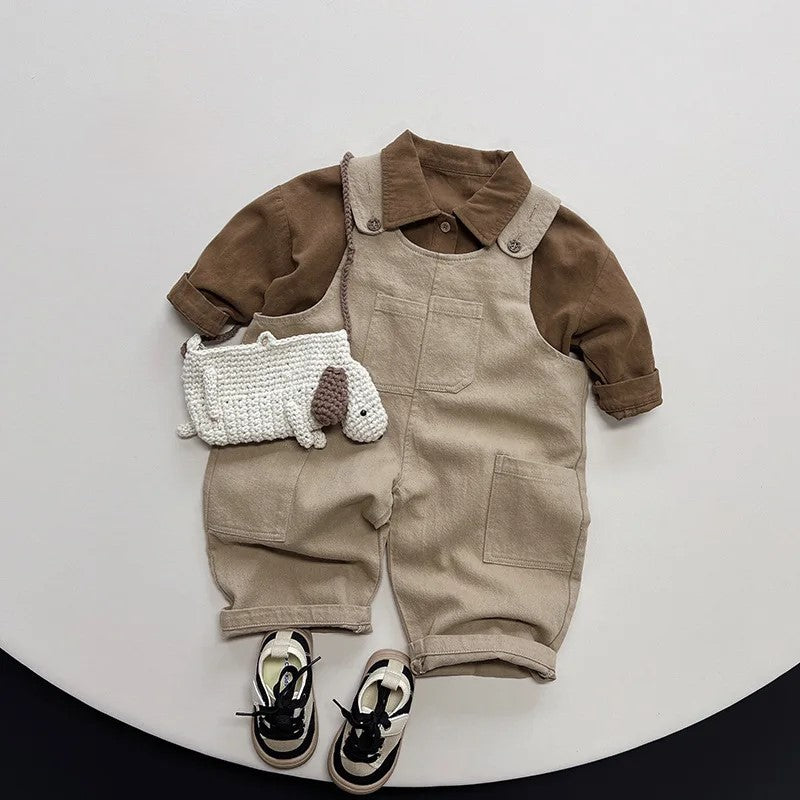 Uneven Pocket Strapped Overalls