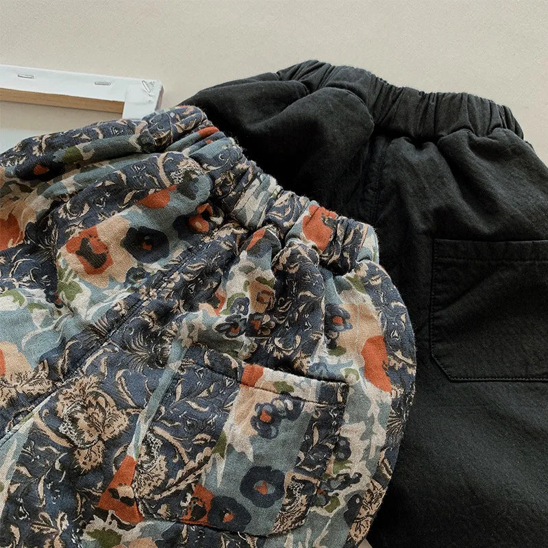 Winter Fleece Artwork Patched Pants