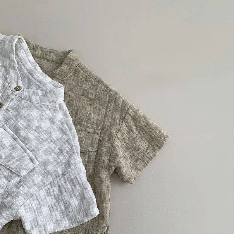 Cotton Plaid Pocket T-Shirt