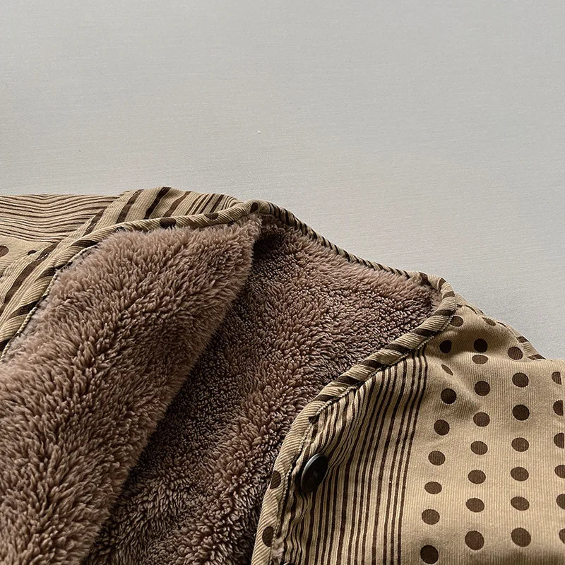 Dotted Print Khaki Winter Set - Jacket