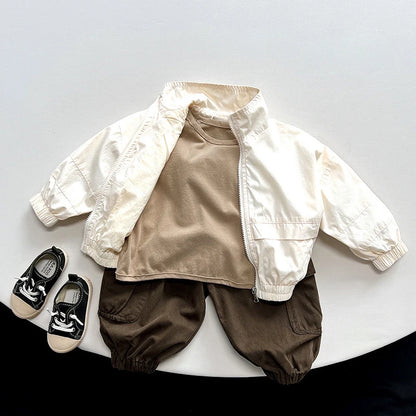 Cotton Solid Zipper Coat