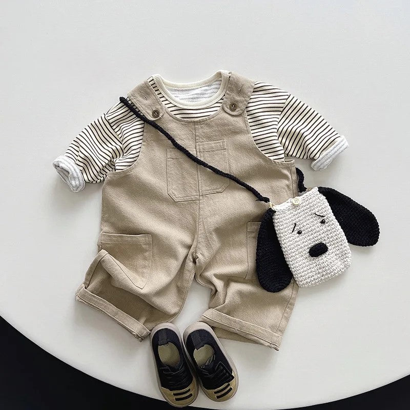 Uneven Pocket Strapped Overalls