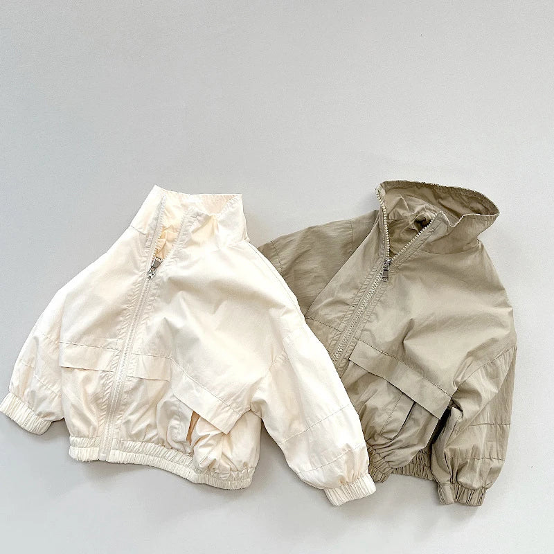 Cotton Solid Zipper Coat