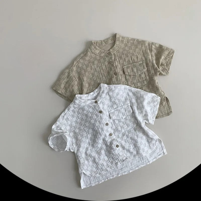 Cotton Plaid Pocket T-Shirt