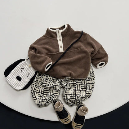 Half Button Fleece Turtleneck Sweatshirt