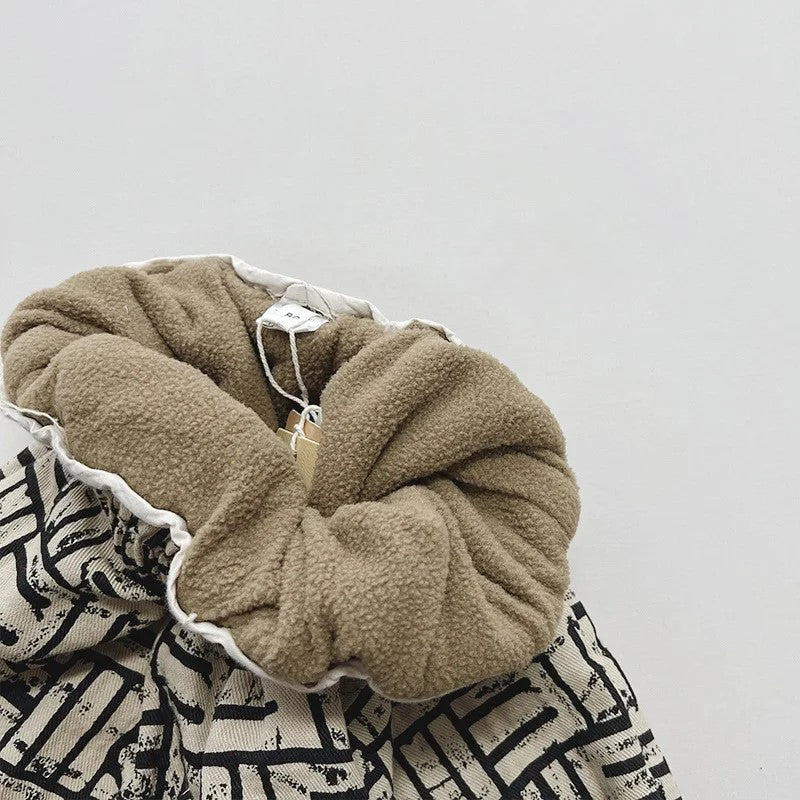 Winter Fleece Print Ivory Pants