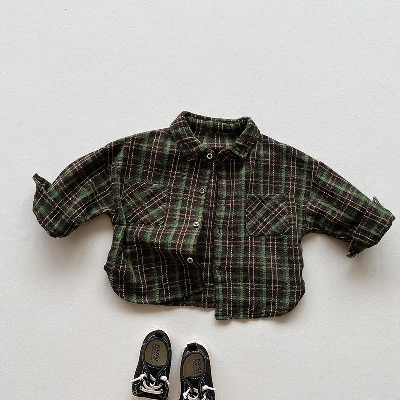 Cotton Plaid 90s Button Top