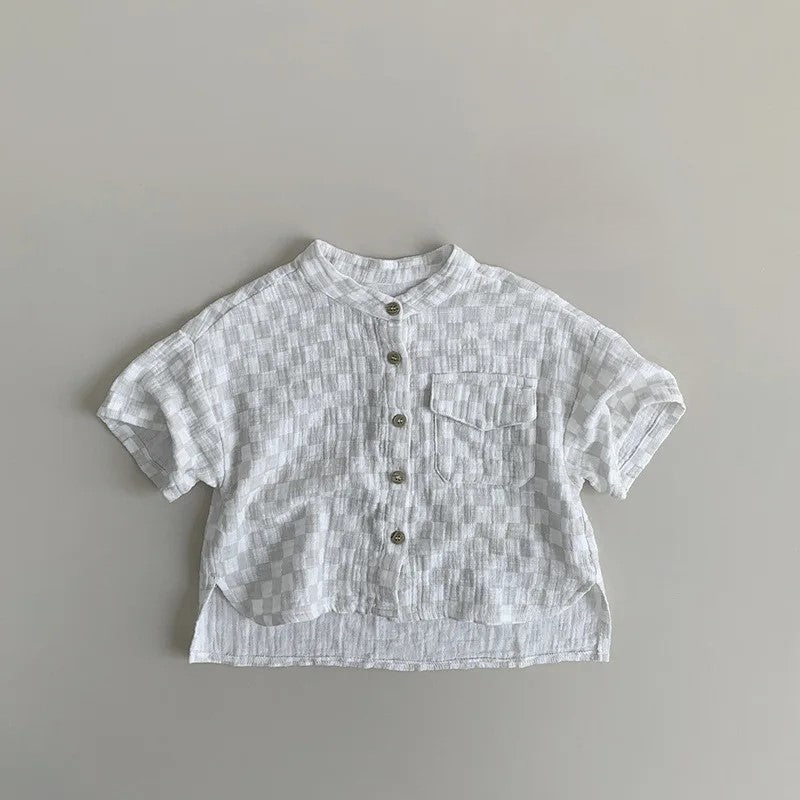 Cotton Plaid Pocket T-Shirt
