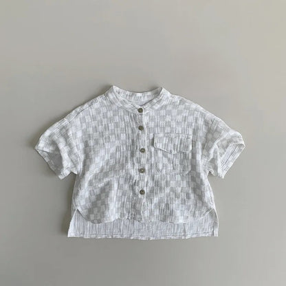 Cotton Plaid Pocket T-Shirt