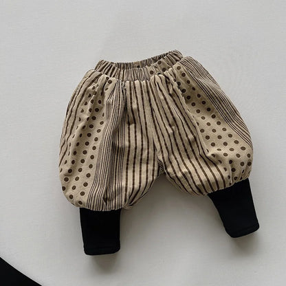 Dotted Print Khaki Winter Set - Pants