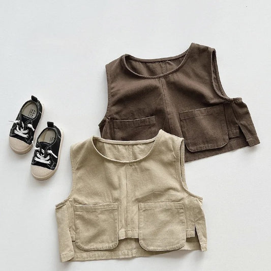2-Pockets Cropped Vest