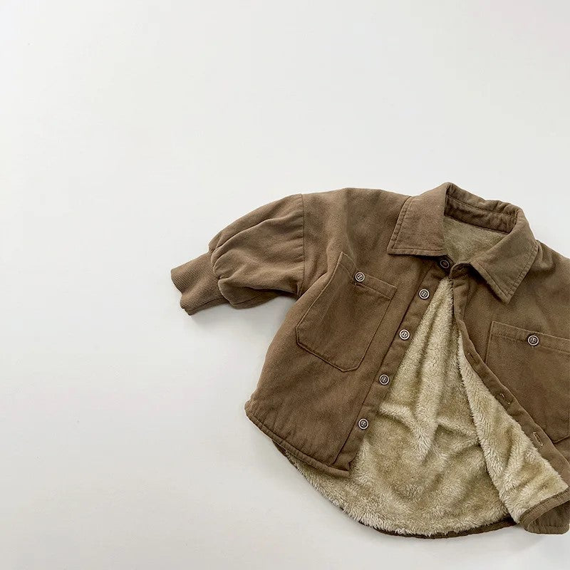 Warm Fleece Brown 2-Pockets Jacket