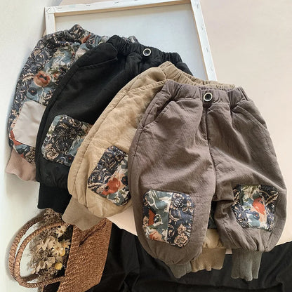 Winter Fleece Artwork Patched Pants