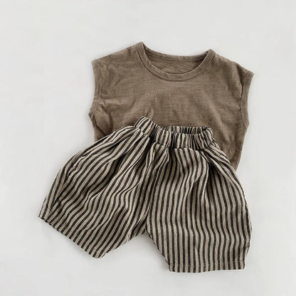 Linen Striped Shorts