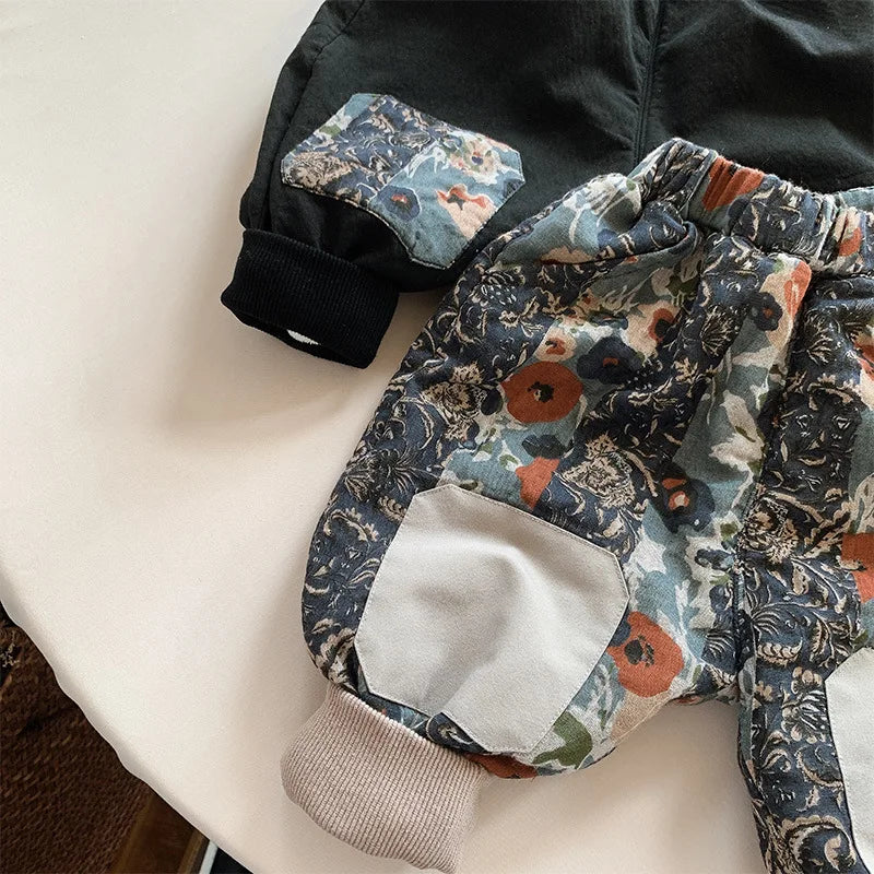 Winter Fleece Artwork Patched Pants