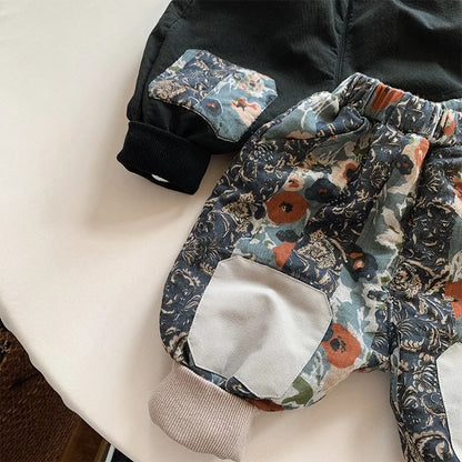 Winter Fleece Artwork Patched Pants