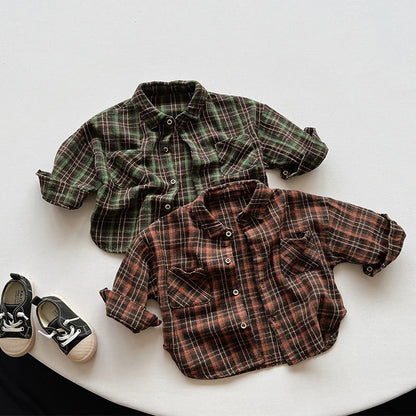 Cotton Plaid 90s Button Top