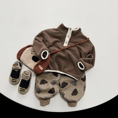 Half Button Fleece Turtleneck Sweatshirt