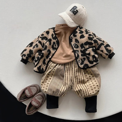 Dotted Print Khaki Winter Set - Pants