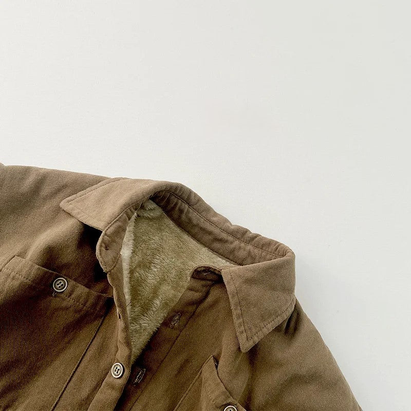 Warm Fleece Brown 2-Pockets Jacket